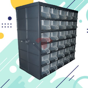 30-Drawer Component Cabinet with Dividers and Labels